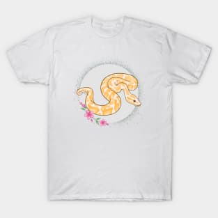 Albino Ball Python Floral Theme T-Shirt